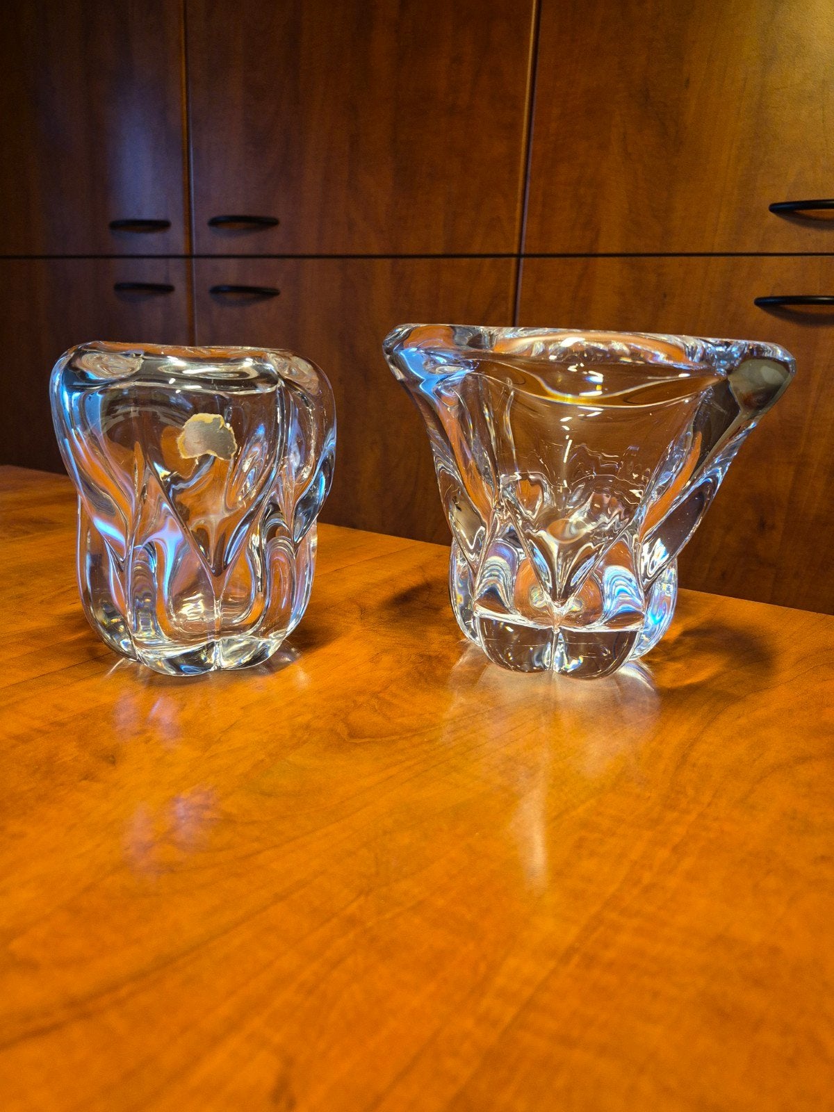Val Saint Lambert kristallen vazen "Vamp" & "Vivi", jaren 50, Ophalen