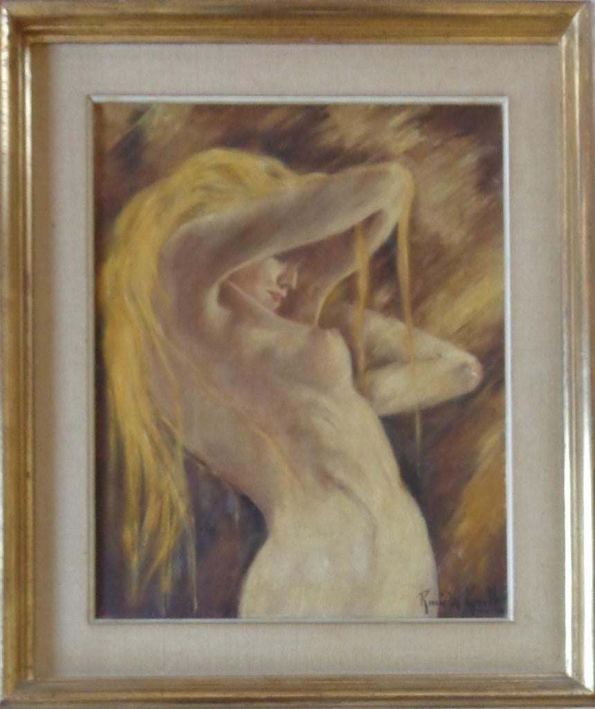 RENEE KUELLER / NAAKTE VROUW / OLIEVERF / 66x56cm / KADER, Enlèvement ou Envoi