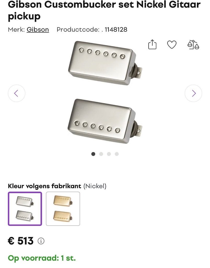 Ruil?Set Gibson Custombuckers neck en bridge nieuw, Enlèvement ou Envoi, Neuf, Guitare électrique