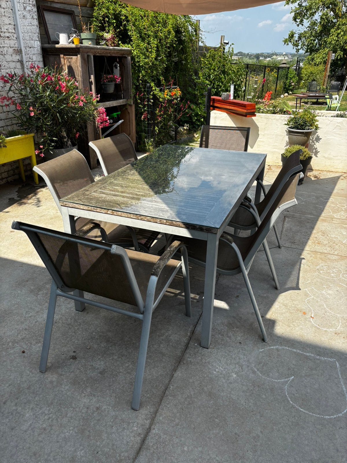 Tuintafel + 6 stoelen, Tuin en Terras, Tuinsets en Loungesets, Ophalen, Gebruikt, Teakhout