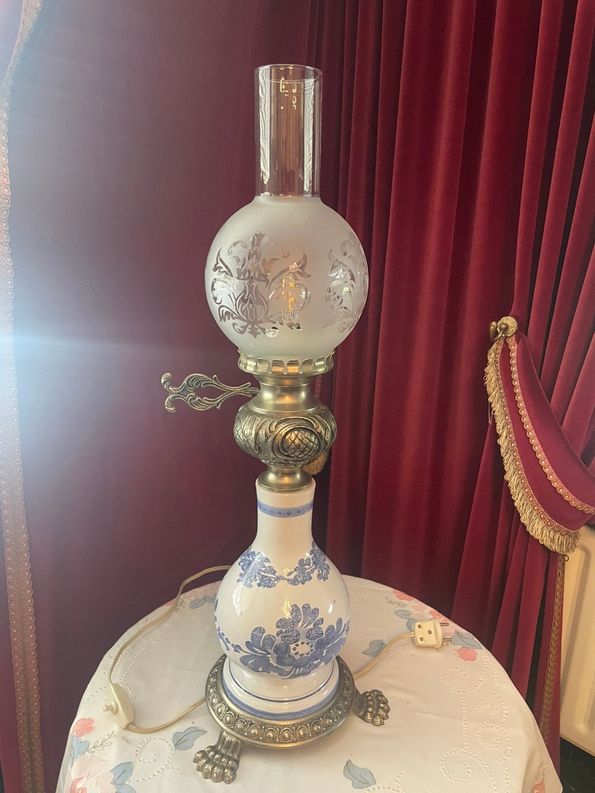 Antieke tafellamp, Ophalen, Zilver