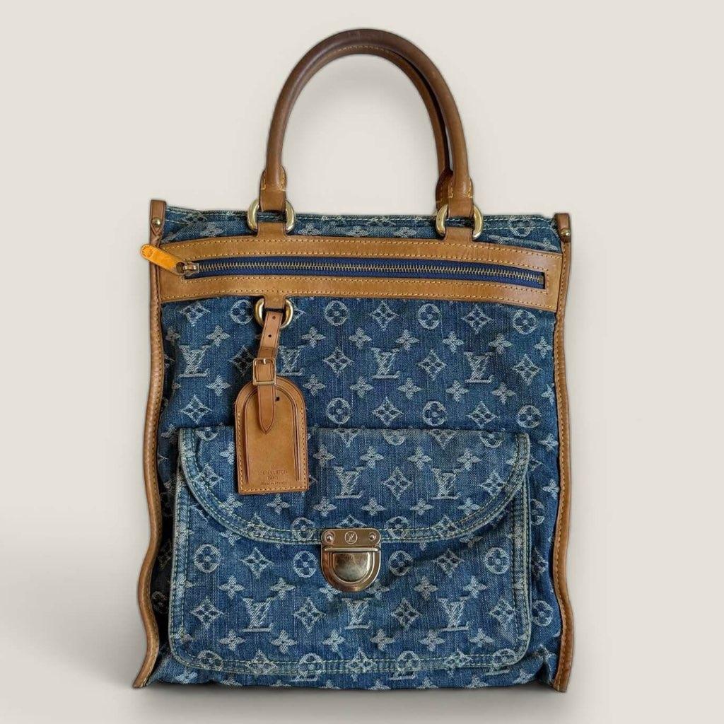 Louis Vuitton denim sac plat, Ophalen of Verzenden, Gebruikt, Blauw, Handtas