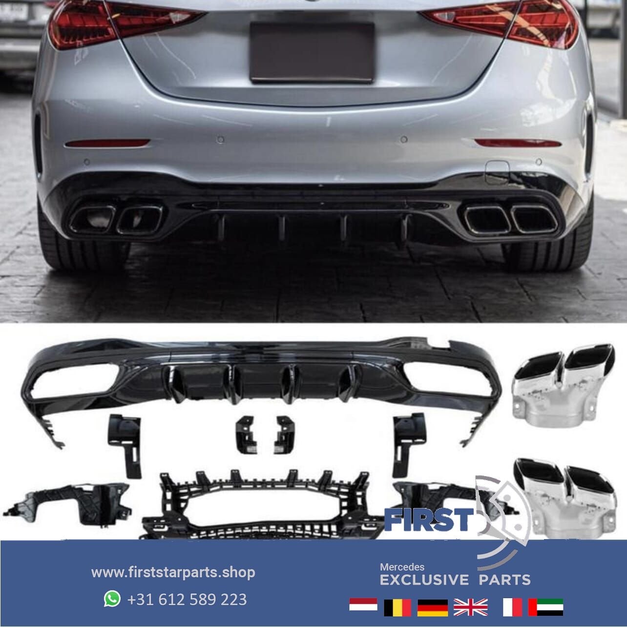 W206 S206 C63s AMG DIFFUSER + UITLAAT SIERSTUKKEN C63 voor M, Utilisé, -, -, Enlèvement ou Envoi