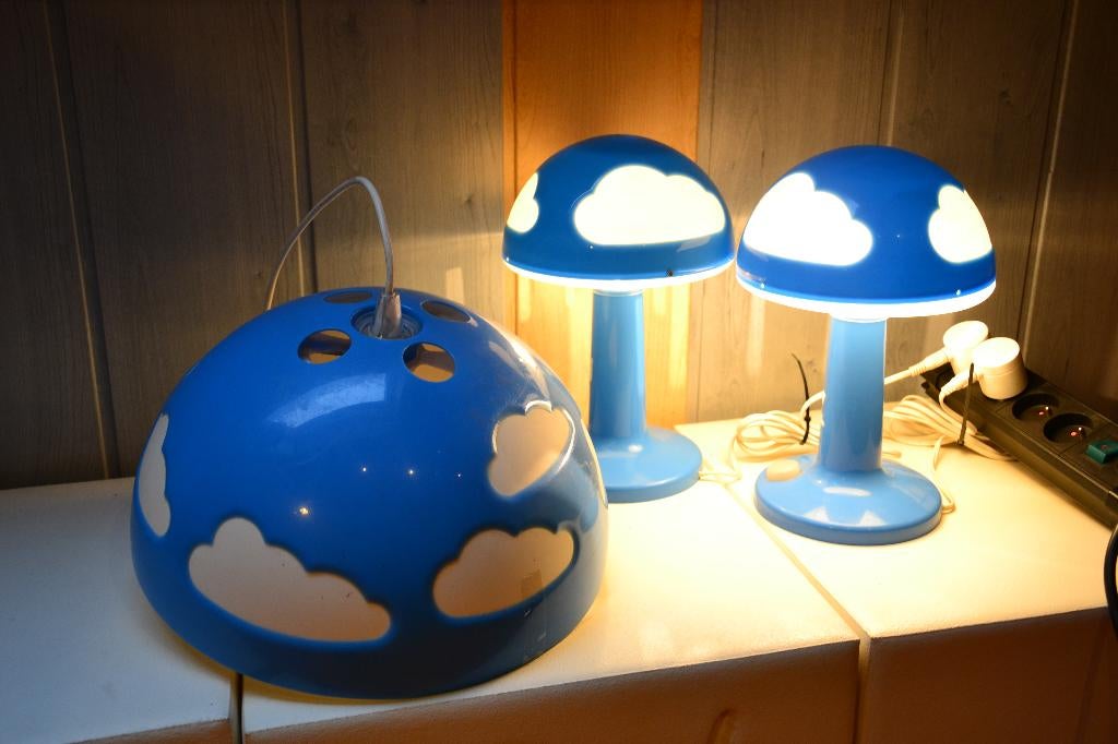 Ikea Skoljig Wolkenlamp blauw wit Henrik Preutz 1990's, Ophalen, Gebruikt, Lamp