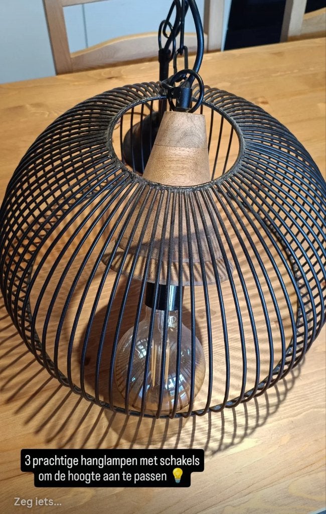 Hanglamp zwart, Huis en Inrichting, Ophalen, Gebruikt, Hout, Landelijk, industrieel