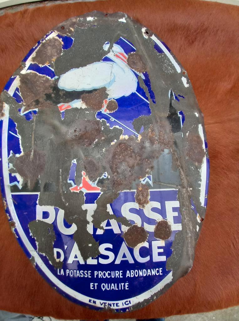 Panneau publicitaire émaillé Potace Alsacienne, Enlèvement, Utilisé, Panneau publicitaire