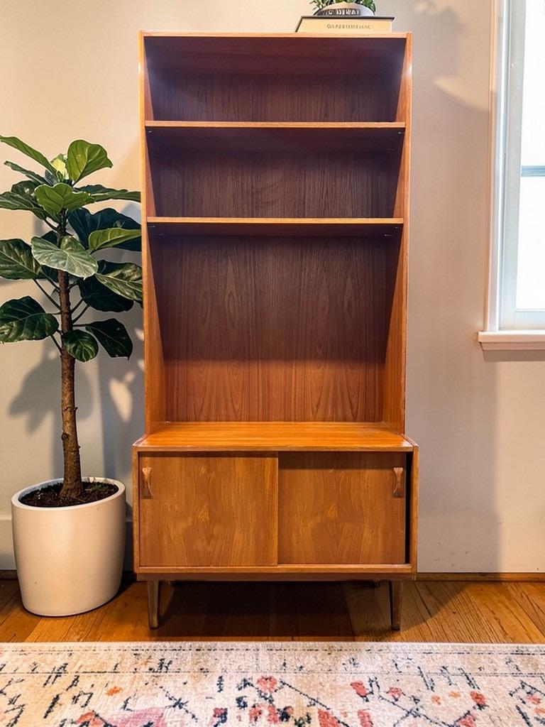 bibliothèque/étagère/vitrine vintage en bois, Enlèvement