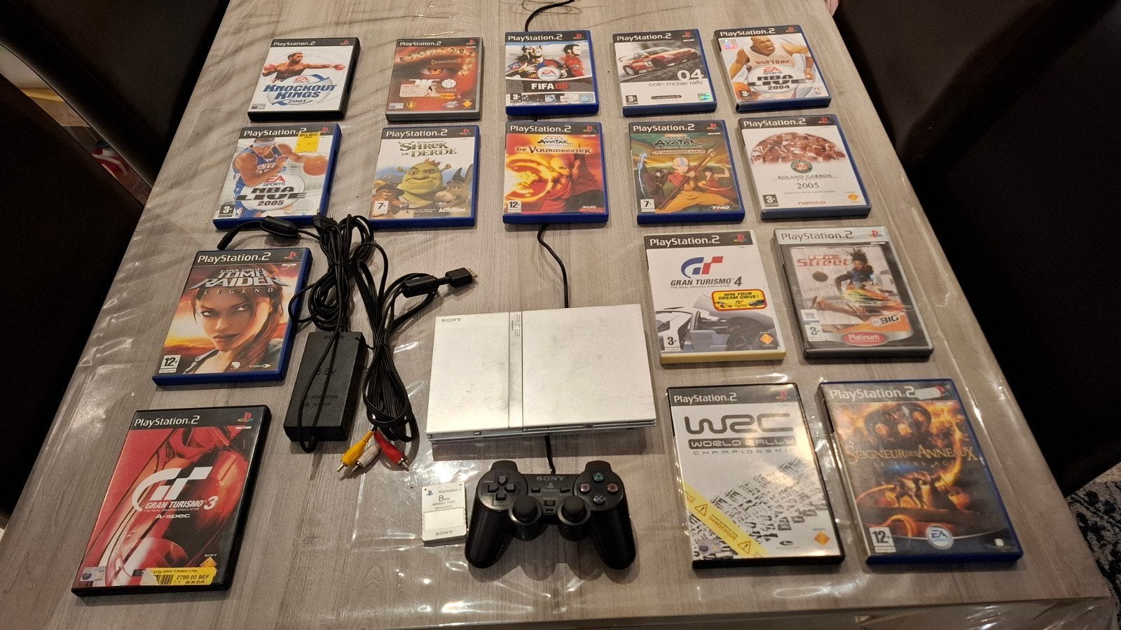 PlayStation 2 Slim in goede staat met controller en 16 games, Ophalen of Verzenden, Slim
