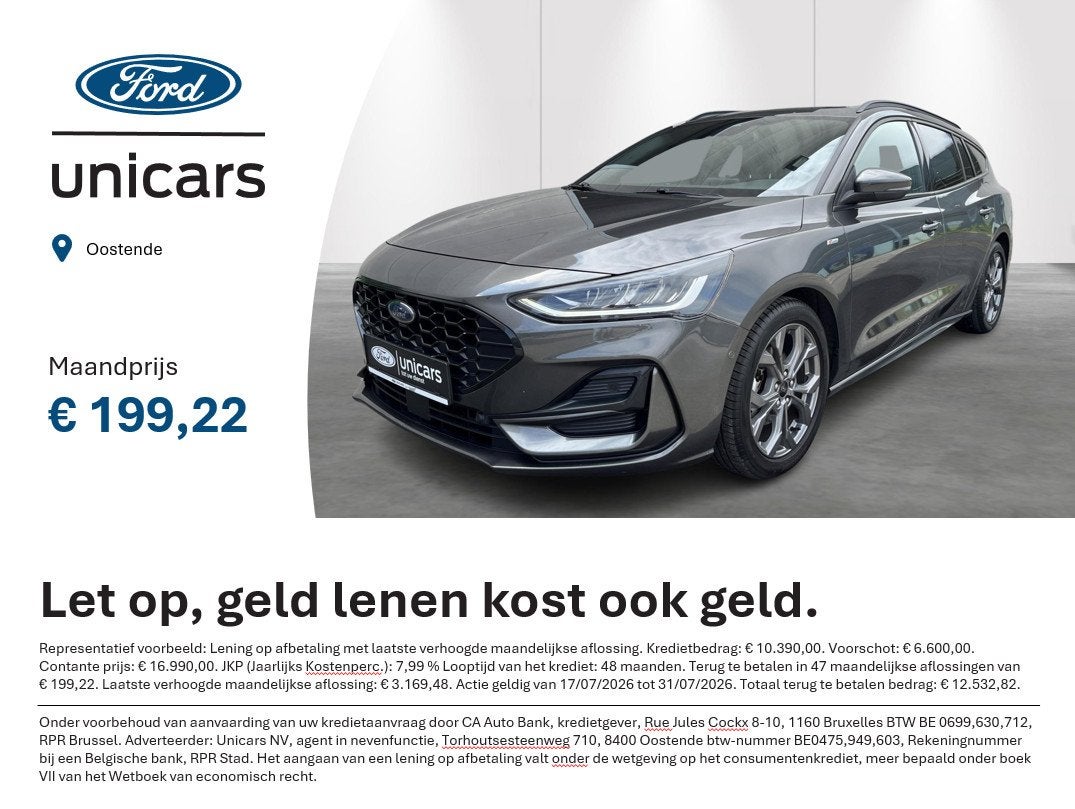 Ford Focus Wagon 1.0 EcoBoost Hybrid ST Line Style, Auto's, Ford, Bedrijf, Te koop, Focus, ABS, Achteruitrijcamera, Adaptive Cruise Control