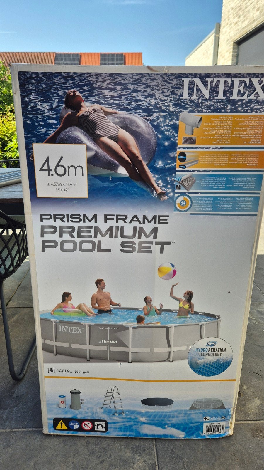 Zwembad 4,6m met toebehoren, Jardin & Terrasse, Piscines, Utilisé, Piscines hors sol, 80 à 120 cm, 300 cm ou plus, Rond, Enlèvement