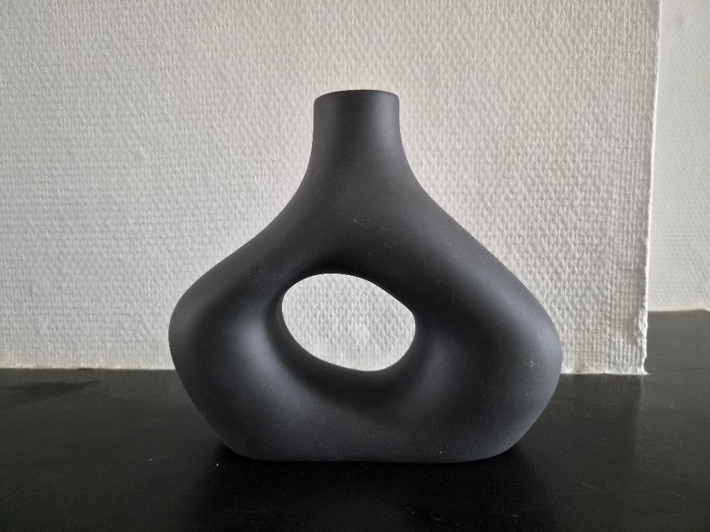 Vase céramique noir, Enlèvement ou Envoi, Neuf, Noir, 20 cm