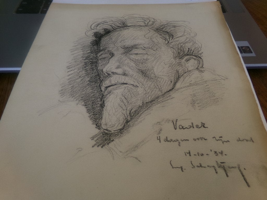 Tekening - Vader 4 Dagen voor zijn Doos 1934 - Scheyltjens., Enlèvement ou Envoi, Dessin