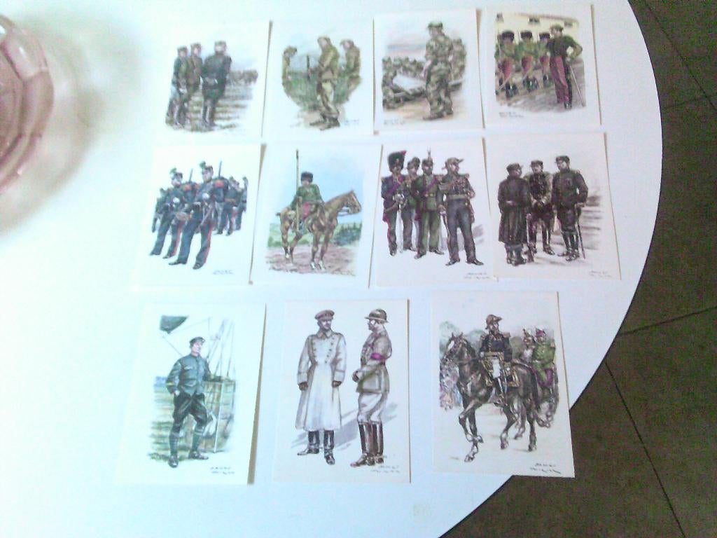 11 prenten historia  verzameling belgische uniformen, Verzamelen, Ophalen of Verzenden, Landmacht, Overige typen