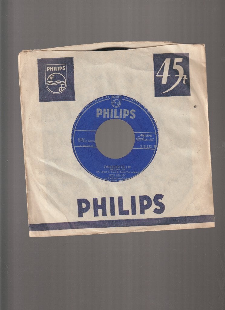 BOB  BENNY  --  ONVERGETELIJK, Verzenden, Originele persing, 7 inch, Zo goed als nieuw