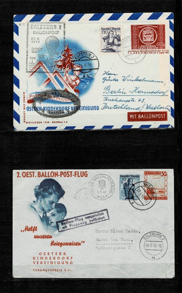 EUROPA OOSTENRIJK BALLON-POST 2 FDC - ZIE SCAN, Postzegels en Munten, Ophalen