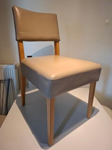 Set van 6 leren Goossens eetkamerstoelen, Huis en Inrichting, Stoelen, Ophalen, Gebruikt, Overige kleuren, Vijf, Zes of meer stoelen