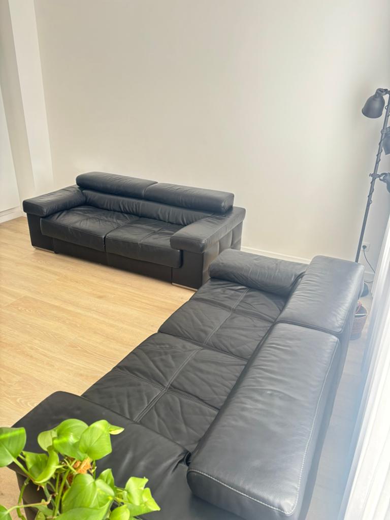 Canapé cuir noir, Maison & Meubles, Canapés | Coins salons complets, Enlèvement, Utilisé, Cuir