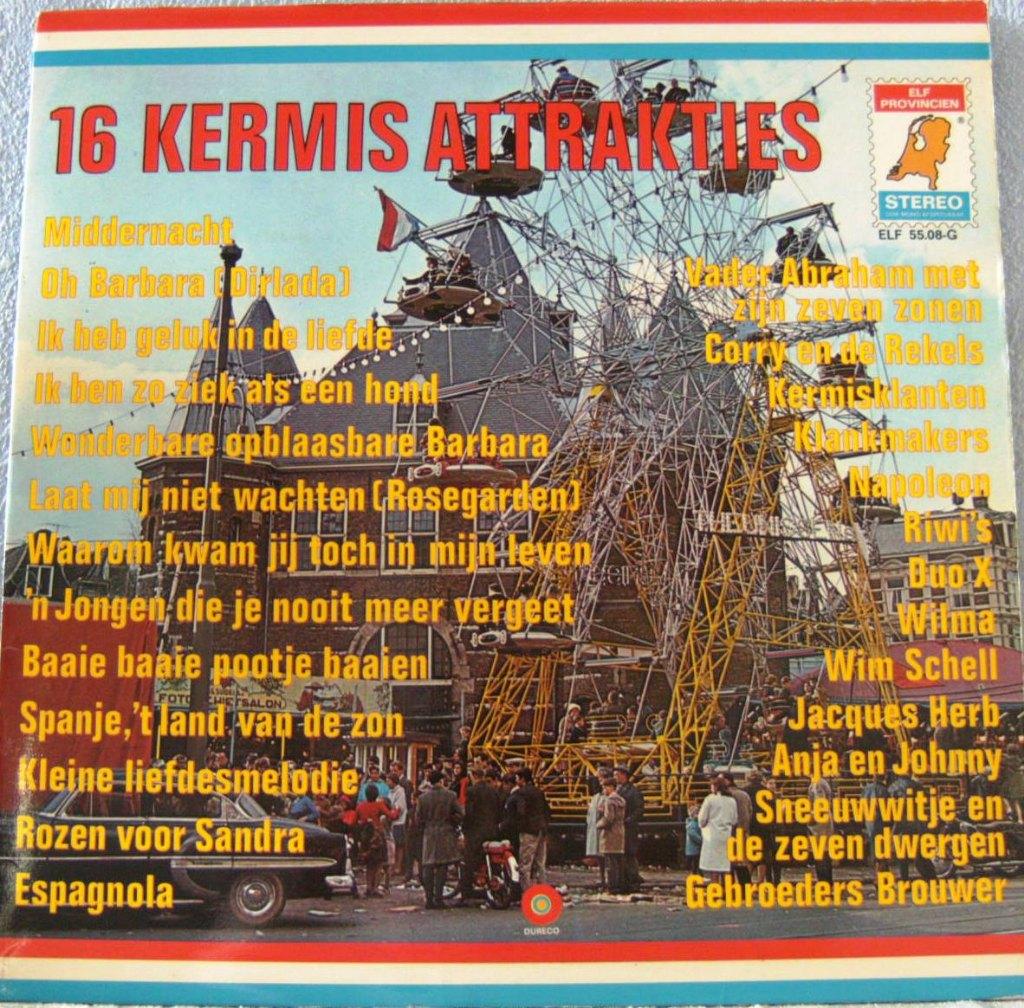 Vinyl LP 16 Kermis Attracties, Ophalen of Verzenden, Zo goed als nieuw, 12 inch, Levenslied of Smartlap