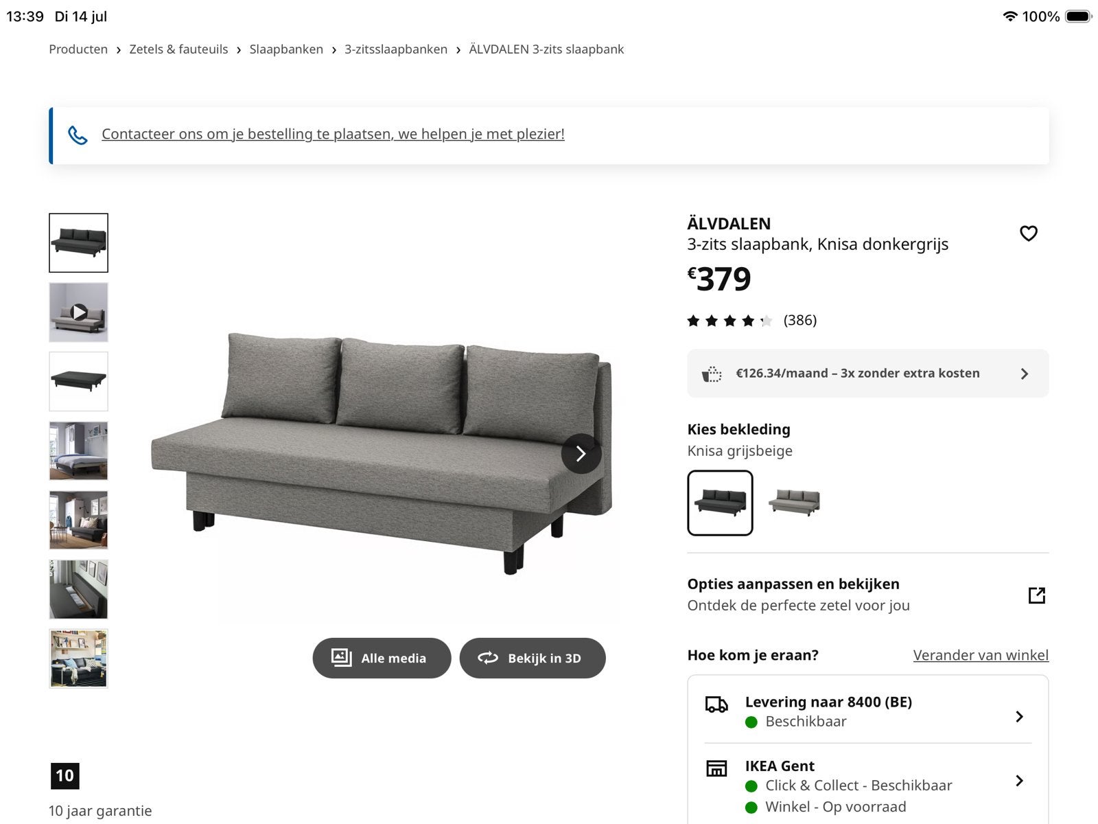 Ikea slaapbank, Huis en Inrichting, Ophalen, Zo goed als nieuw