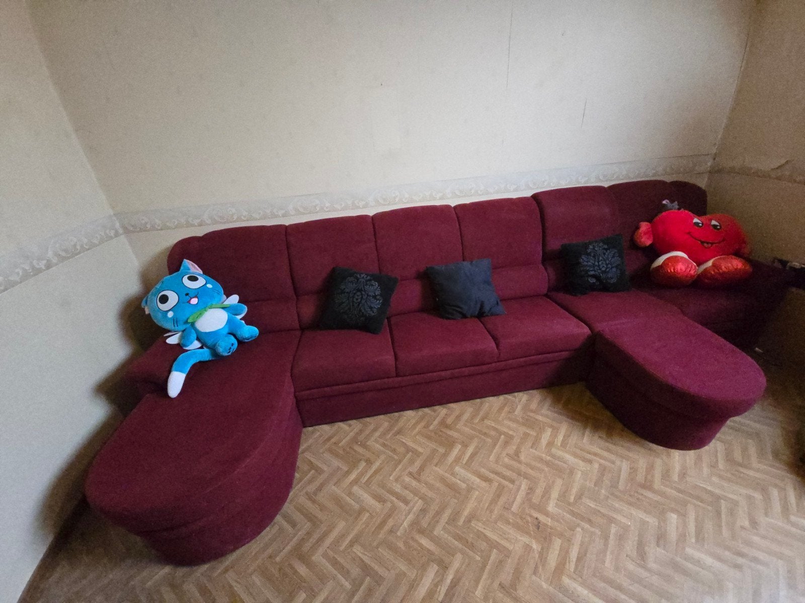 Grote stoffen zetel met chaise longue, Huis en Inrichting, Slaapkamer | Slaapbanken, Ophalen, Zo goed als nieuw, Overige maten