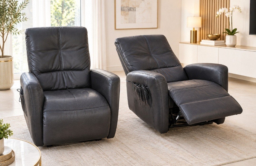 FAUTEUILS RELAX EN CUIR NOIR, Enlèvement, Cuir
