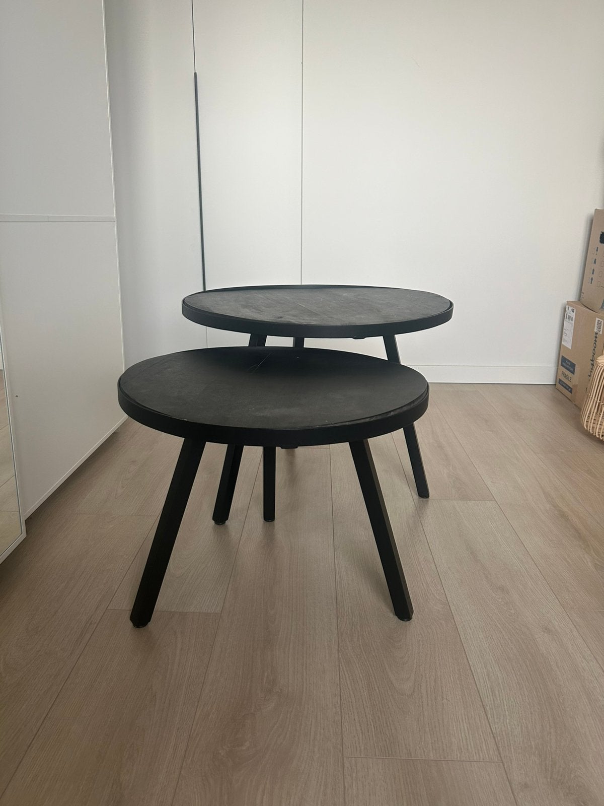 2 Salontafels Zwart Hout/Staal, Ophalen, Zo goed als nieuw