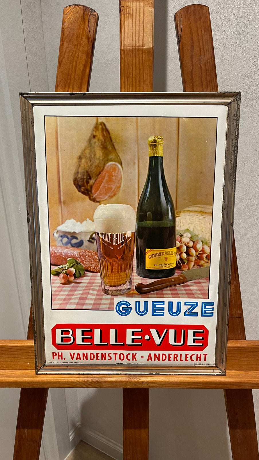 Belle vue geuze glacoide reclame bord., Verzamelen, Ophalen of Verzenden, Gebruikt, Reclamebord