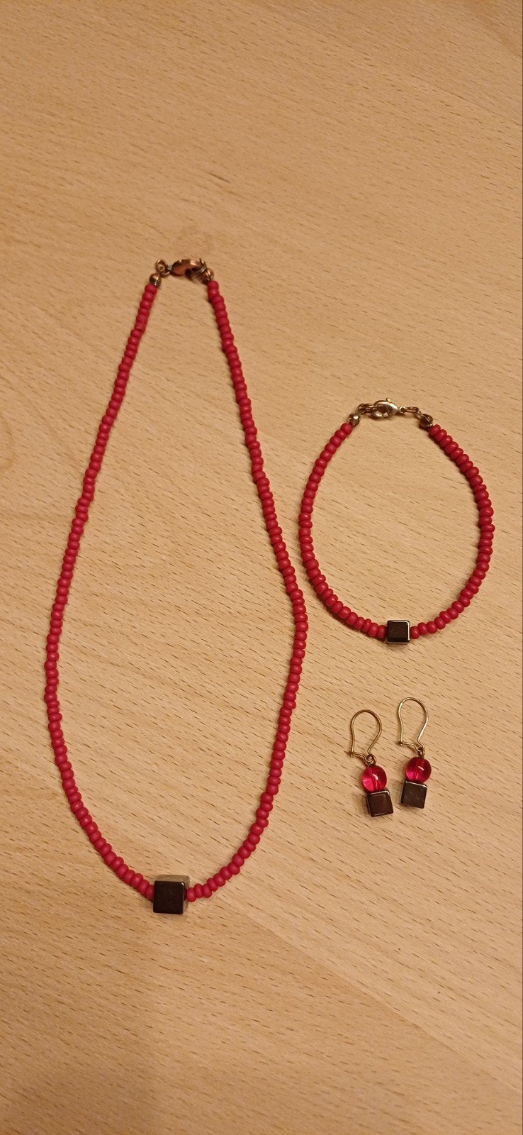 Rode juwelenset, Handtassen en Accessoires, Overige Accessoires, Verzenden, Gebruikt