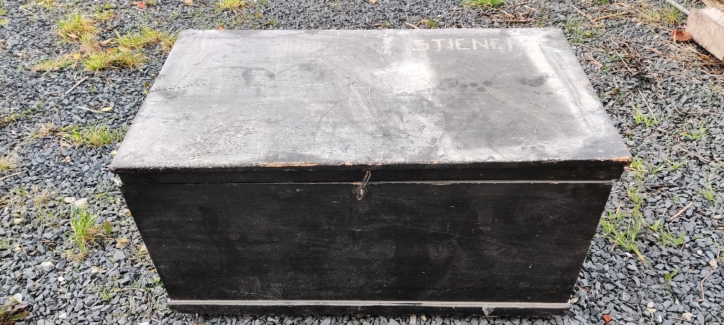 Zwarte houten kist/zwarte houten kisten. Stienen, Huis en Inrichting, Woonaccessoires | Kisten, Ophalen, 50 – 75, Gebruikt, 100 tot 150 cm