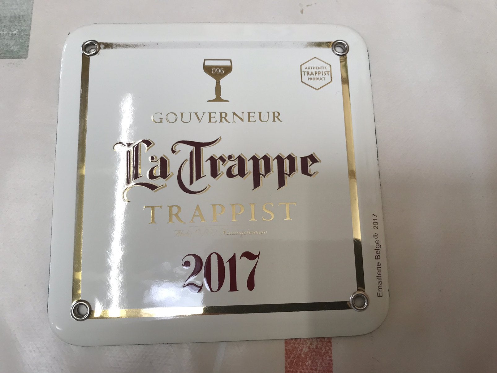 Panneau publicitaire La Trappe Enamillerie Belge, Enlèvement ou Envoi, Utilisé, Panneau publicitaire