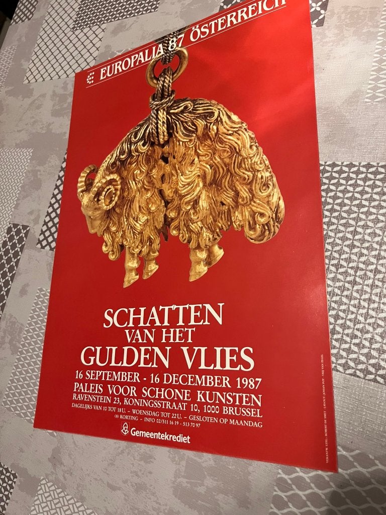 Vintage Poster Europalia 87 Osterreich , Schatten van het Gu, Rechthoekig Staand, Deurposter of groter, Ophalen of Verzenden, Zo goed als nieuw