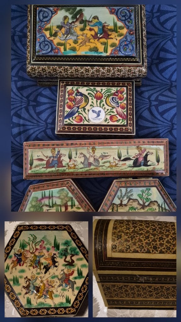 ( 7)Perzisch handgemaakt ingelegd houten sieradenkist, Antiquités & Art, Enlèvement ou Envoi, Autres matériaux, Boîte, Fait main