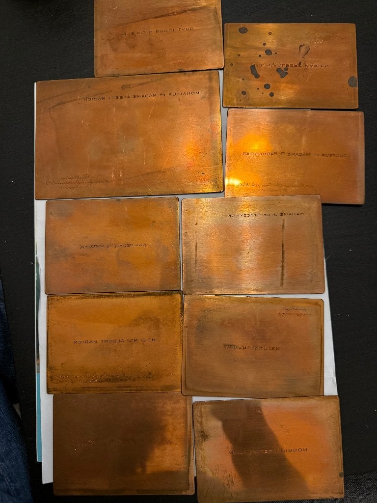 Matrices de cartes de visite bruxelloises, lot de 10, Envoi