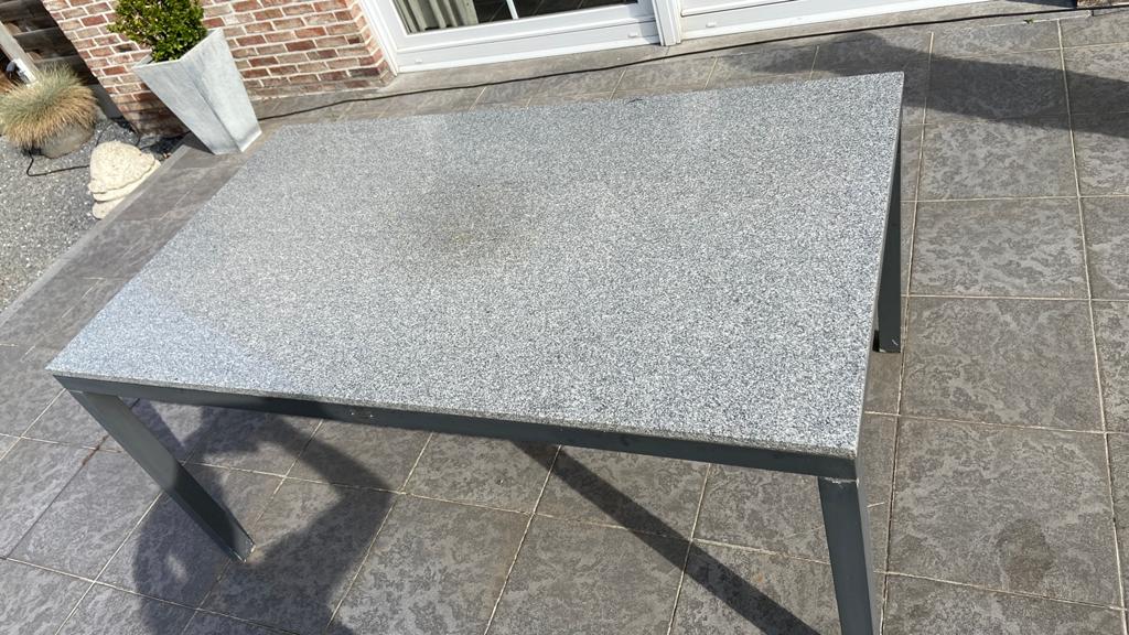 Tuintafel  met granieten blad, Tuin en Terras, Ophalen, Gebruikt, Rechthoekig