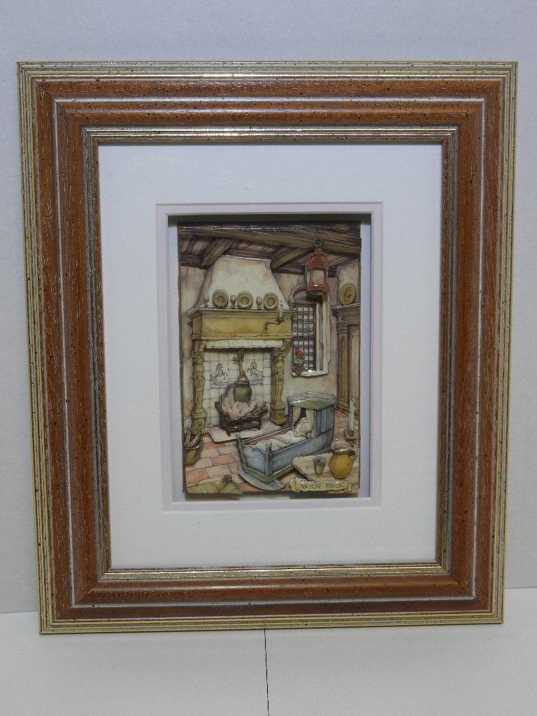 Schilderij  in 3D ( Decoupage ) van Anton Pieck., Ophalen, Overige technieken, Klassiek, Overige onderwerpen