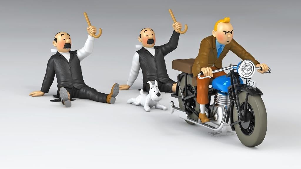 La moto de TINTIN 1/24e, Enlèvement ou Envoi, Tintin, Comme neuf, Statue ou Figurine