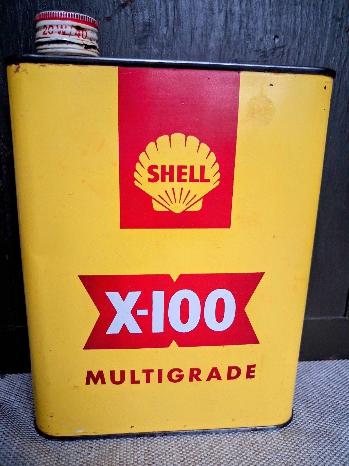 vintage olieblik SHELL x-100, Verzamelen, Ophalen of Verzenden, Zo goed als nieuw