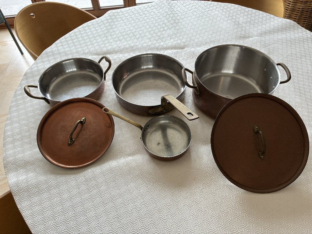 Jeu de casseroles et sauteuses en cuivre Sartel, Enlèvement, Cuivre
