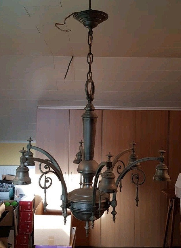 Vintage vertinde luster, Huis en Inrichting, Lampen | Kroonluchters, Ophalen