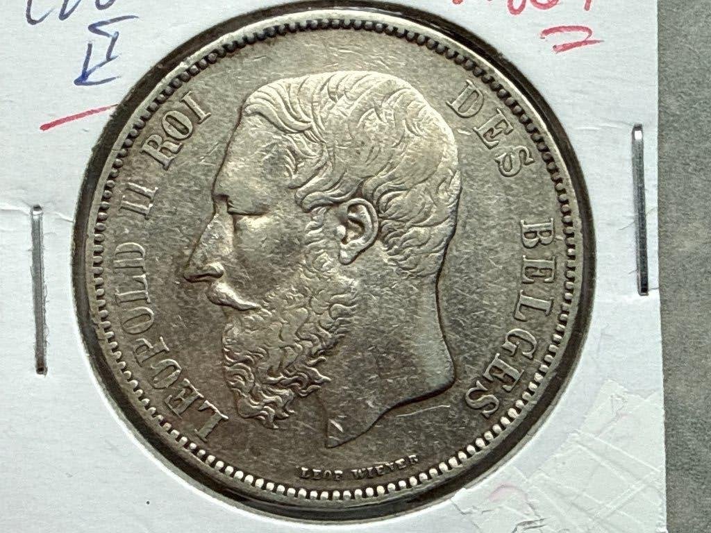 5 Frank Leopold II 1867 België, Verzenden, Zilver