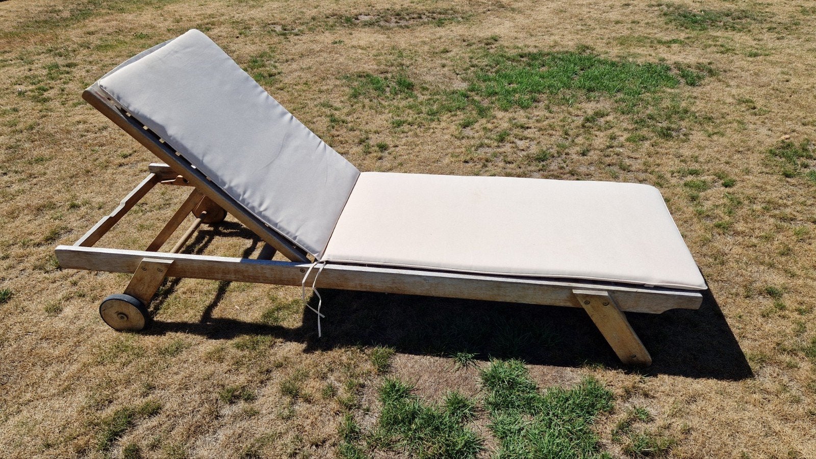 Verstelbare teak ligzetel, Tuin en Terras, Ophalen, Zo goed als nieuw, Hout, Verstelbaar