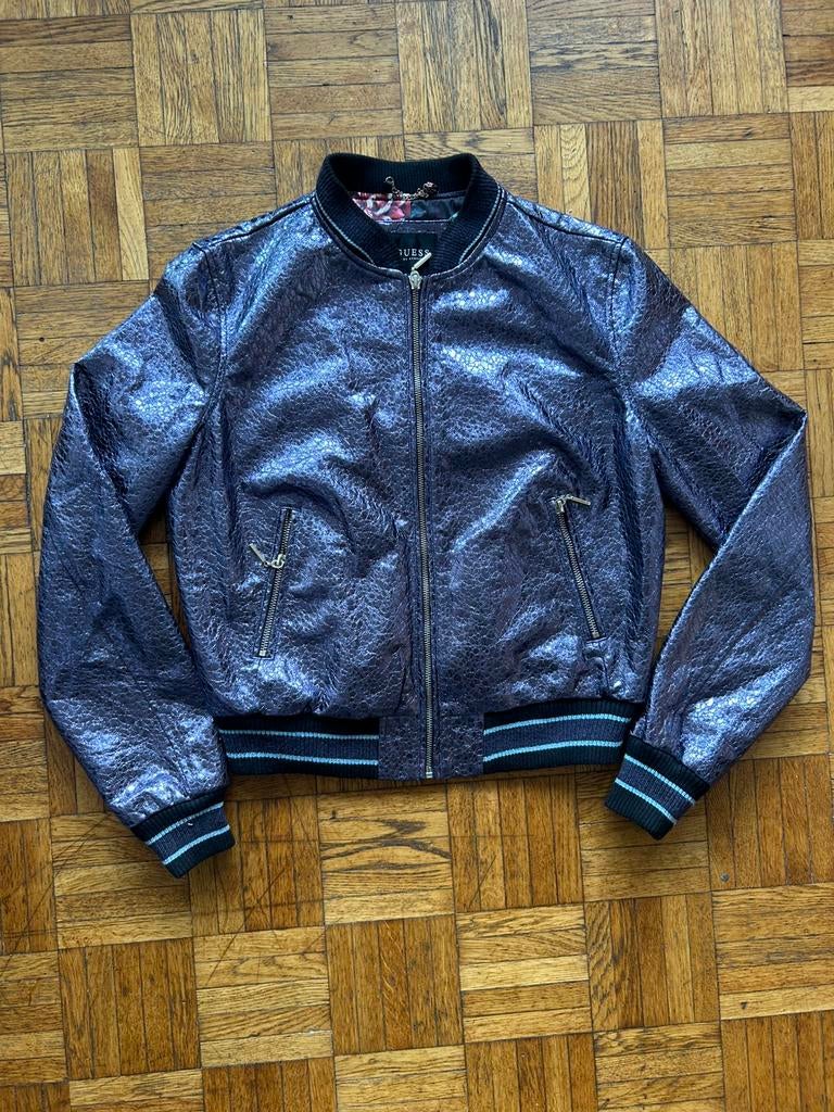 GUESS bomberjack voor dames, heupmodel, maat M, Ophalen of Verzenden, Zo goed als nieuw, Maat 48/50 (M), Paars