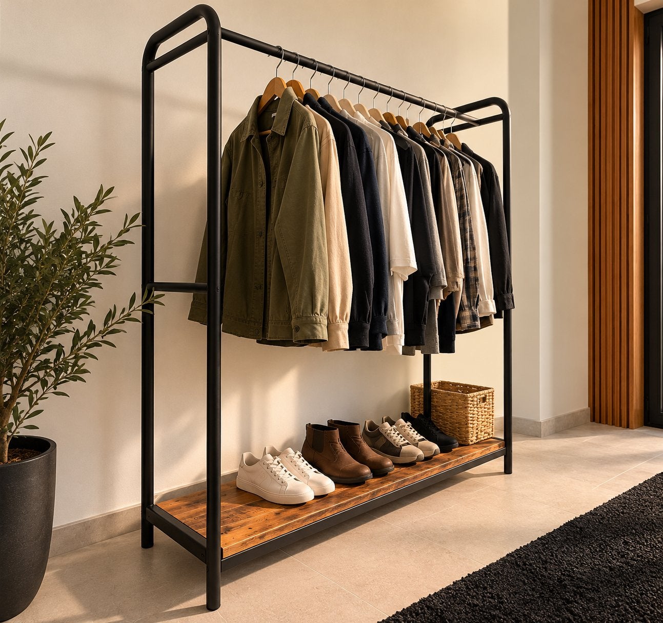 Meerdere kleding rekken, metaal & hout, 40 cm, 180 cm, Comme neuf, Bureau-armoire combiné