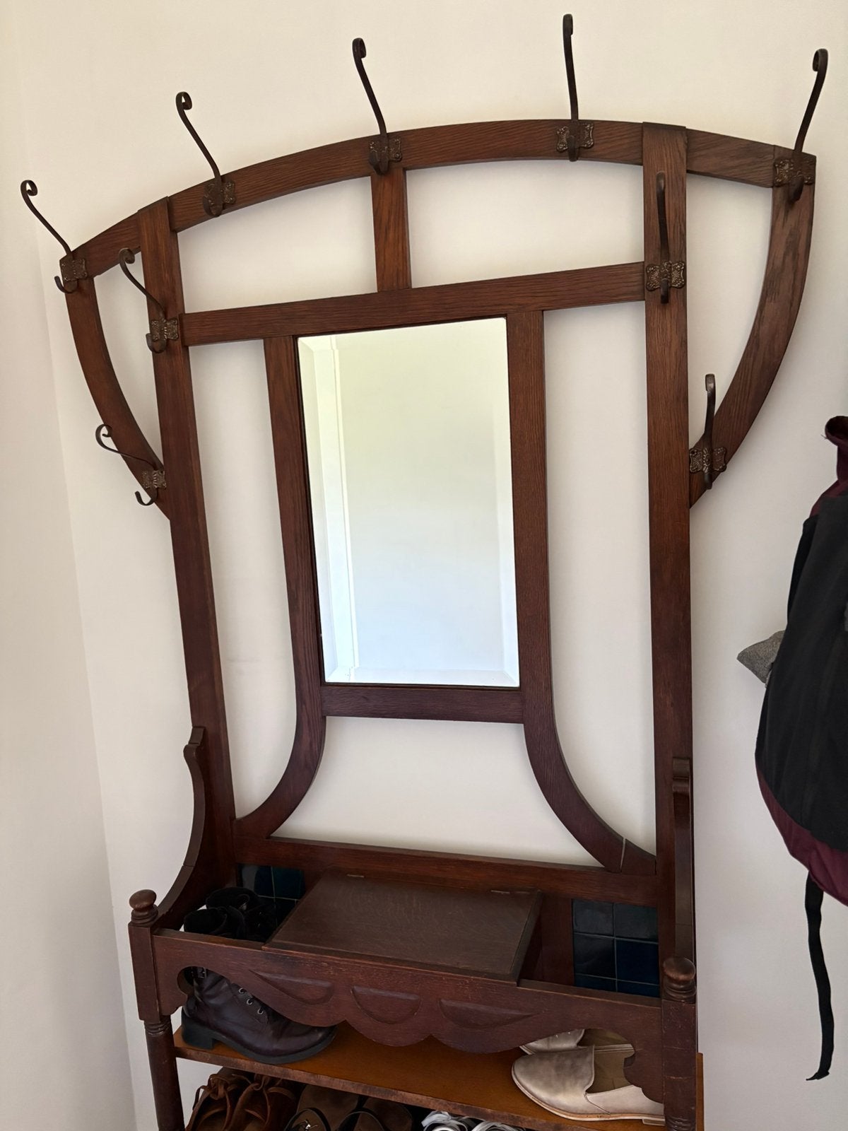 Kapstok art deco, Huis en Inrichting, Woonaccessoires | Kapstokken, Gebruikt, Wandkapstok, 200 cm of meer, Hout, Ophalen