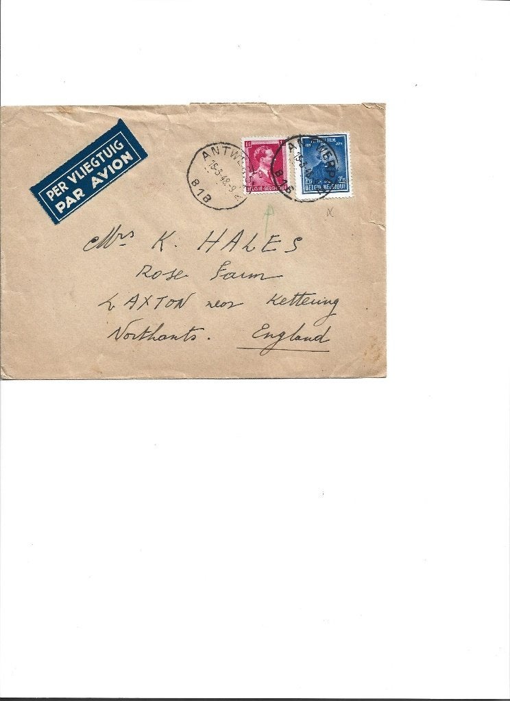 brief België nar Laxton, Postzegels en Munten, Verzenden, Brief