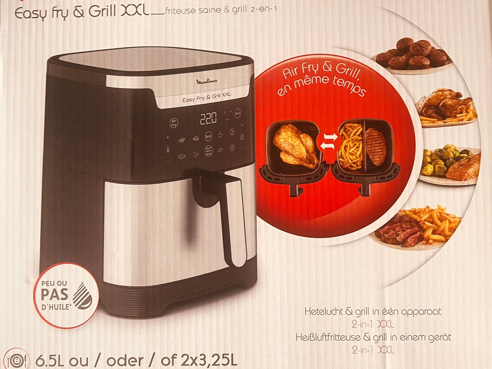 MOULINEX EASY FRY & GRILL XLL (Airfryer), Ophalen, Zo goed als nieuw, Airfryer XXL, 1000 t/m 1499 gram