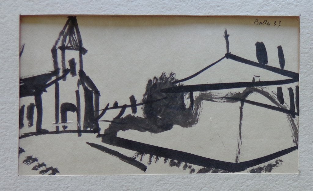 FLORIS JESPERS / DORPSZICHT / ORIGINEEL WERK / 16x26cm / SIG, Antiek en Kunst, Ophalen of Verzenden, Gesigneerd