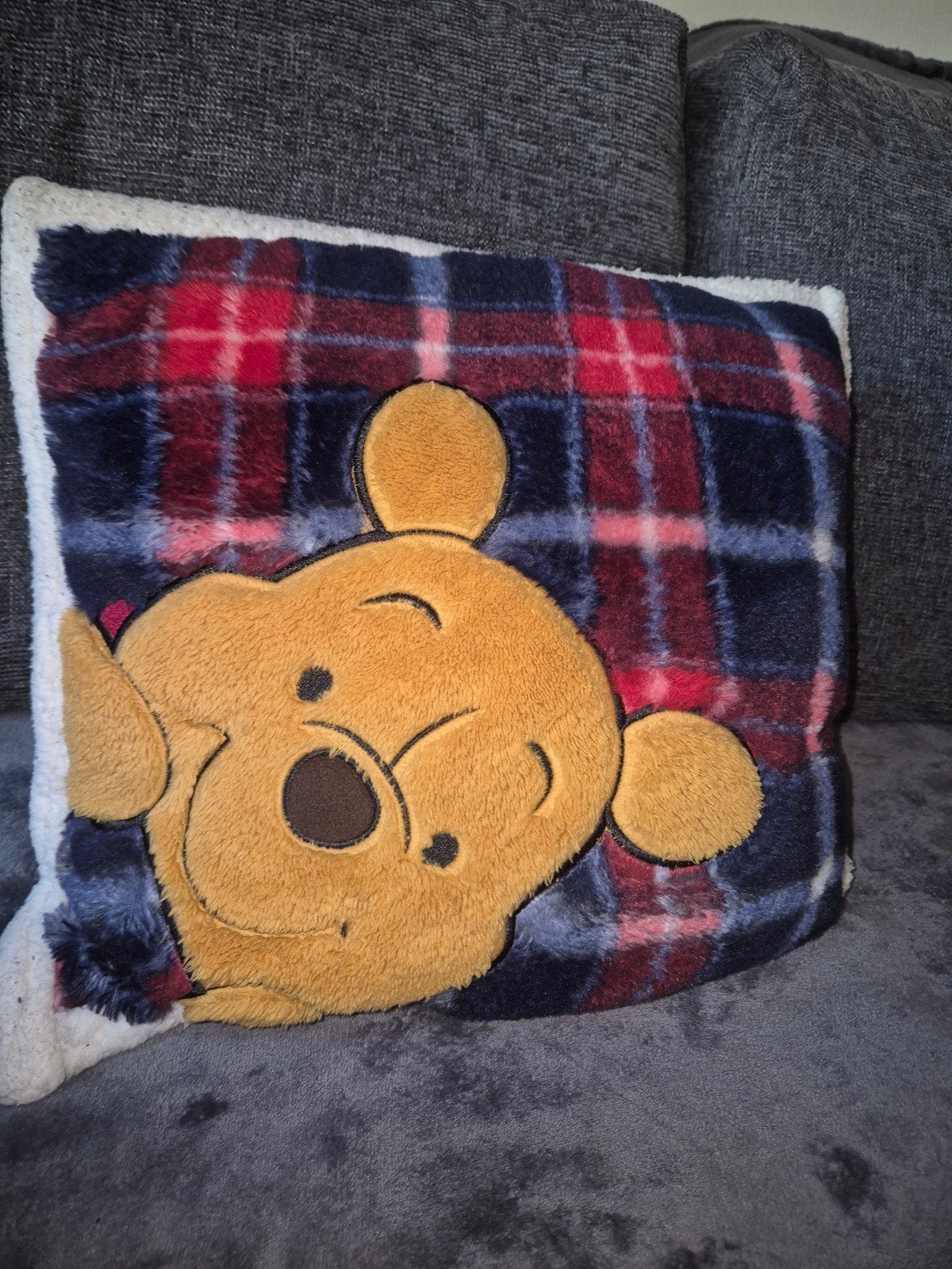 Disney Winnie the Pooh Zacht Fleece Kussen – Rood/Blauw Geru, Huis en Inrichting, Ophalen, Blauw