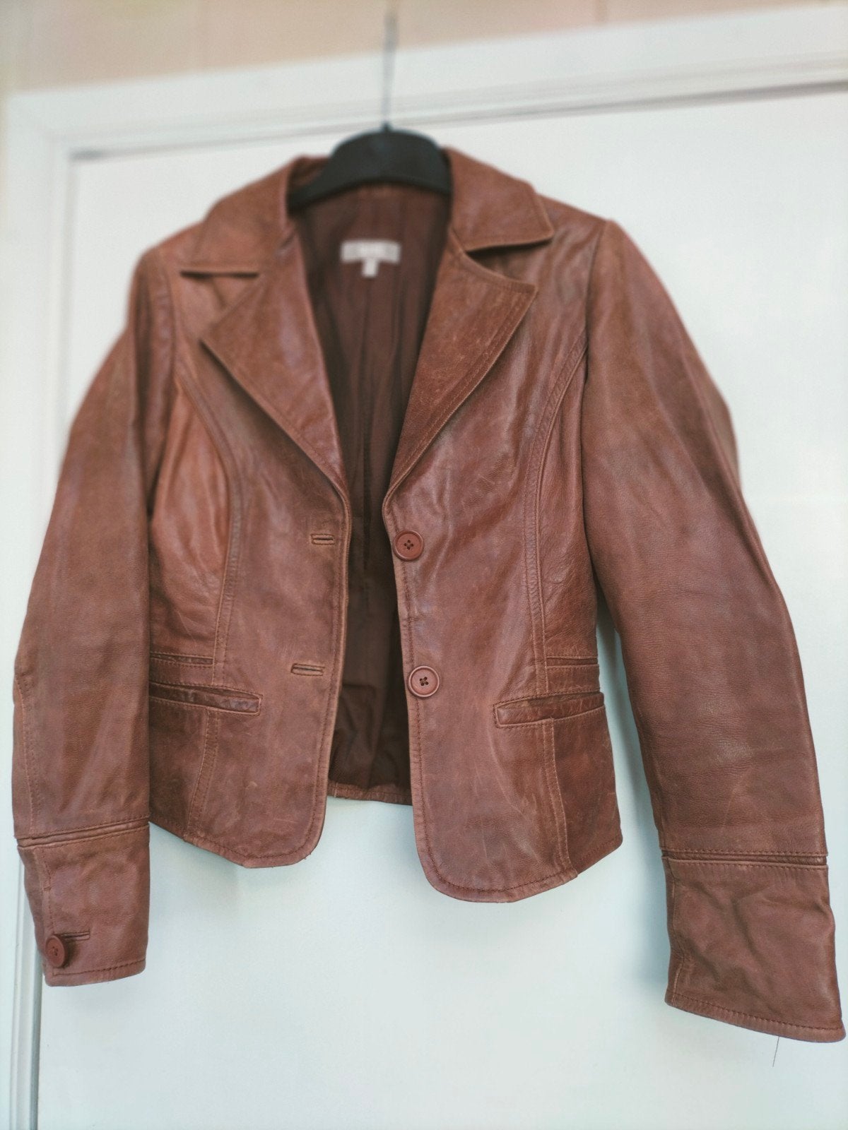WE, kastanjebruin echt lederen jasje 36, Kleding | Dames, Ophalen of Verzenden, Jasje