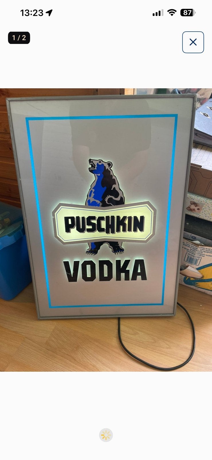 Publicité lumineuse Puschkin Vodka, Collections, Marques & Objets publicitaires, Enlèvement, Comme neuf